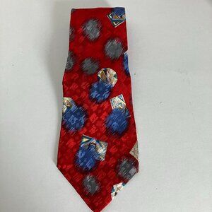 Vito By VR Hand Made Italy 100% Silk Abstract Red Blue Tie 57"x4".